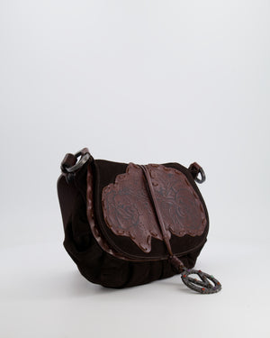 Valentino Brown Vintage Suede and Leather Bag with Logo Detail