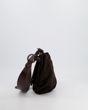 Valentino Brown Vintage Suede and Leather Bag with Logo Detail