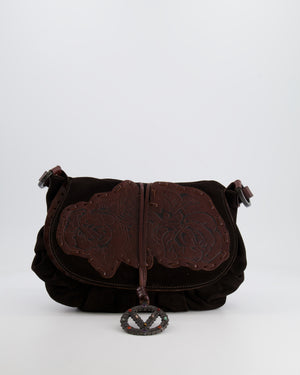 Valentino Brown Vintage Suede and Leather Bag with Logo Detail