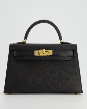 *SUPER RARE* Hermès Mini Kelly Bag II Sellier 20cm in Noir Epsom Leather with Gold Hardware
