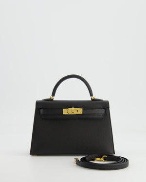 *SUPER RARE* Hermès Mini Kelly Bag II Sellier 20cm in Noir Epsom Leather with Gold Hardware