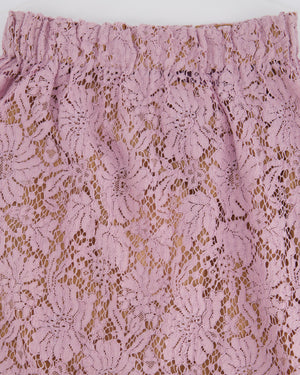 Gucci Pink Lace Midi Skirt with Elasticated Waistband Detail Size IT 38 (UK 6)