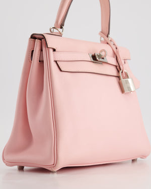 *FIRE PRICE* Hermès Kelly Bag 25cm Retourne in Rose Sakura Swift Leather with Palladium Hardware