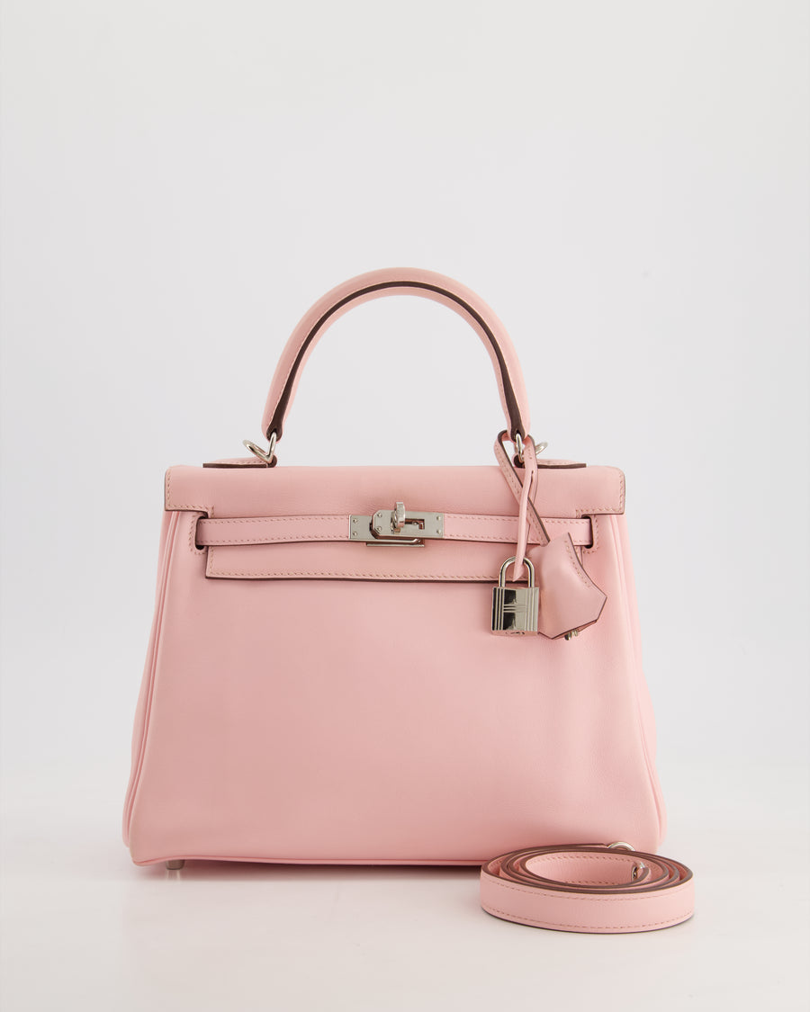 *FIRE PRICE* Hermès Kelly Bag 25cm Retourne in Rose Sakura Swift Leather with Palladium Hardware
