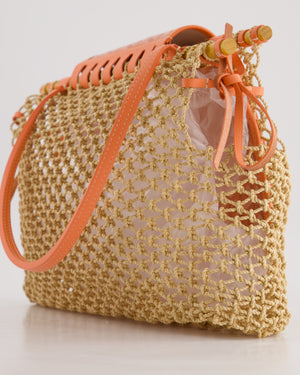 *SUPER RARE* Goyard Tan and Orange Raffia and Canvas Aligre Bag with Chevroches Calfskin Leather Trim