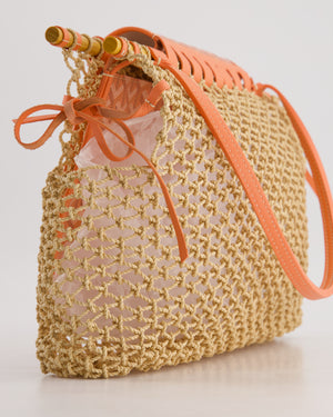 *SUPER RARE* Goyard Tan and Orange Raffia and Canvas Aligre Bag with Chevroches Calfskin Leather Trim