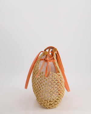 *SUPER RARE* Goyard Tan and Orange Raffia and Canvas Aligre Bag with Chevroches Calfskin Leather Trim