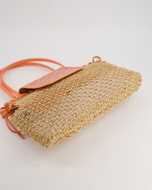 *SUPER RARE* Goyard Tan and Orange Raffia and Canvas Aligre Bag with Chevroches Calfskin Leather Trim