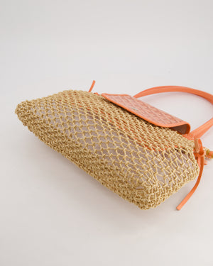 *SUPER RARE* Goyard Tan and Orange Raffia and Canvas Aligre Bag with Chevroches Calfskin Leather Trim