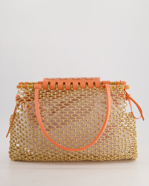 *SUPER RARE* Goyard Tan and Orange Raffia and Canvas Aligre Bag with Chevroches Calfskin Leather Trim