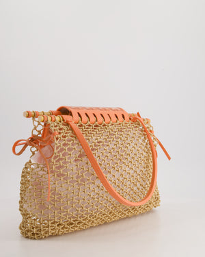 *SUPER RARE* Goyard Tan and Orange Raffia and Canvas Aligre Bag with Chevroches Calfskin Leather Trim