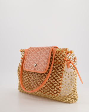 *SUPER RARE* Goyard Tan and Orange Raffia and Canvas Aligre Bag with Chevroches Calfskin Leather Trim