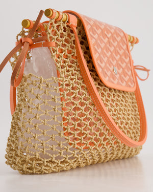 *SUPER RARE* Goyard Tan and Orange Raffia and Canvas Aligre Bag with Chevroches Calfskin Leather Trim