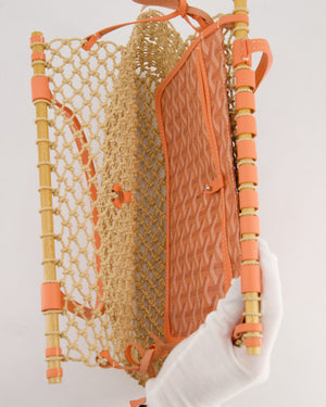 *SUPER RARE* Goyard Tan and Orange Raffia and Canvas Aligre Bag with Chevroches Calfskin Leather Trim
