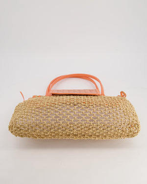 *SUPER RARE* Goyard Tan and Orange Raffia and Canvas Aligre Bag with Chevroches Calfskin Leather Trim