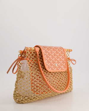 *SUPER RARE* Goyard Tan and Orange Raffia and Canvas Aligre Bag with Chevroches Calfskin Leather Trim