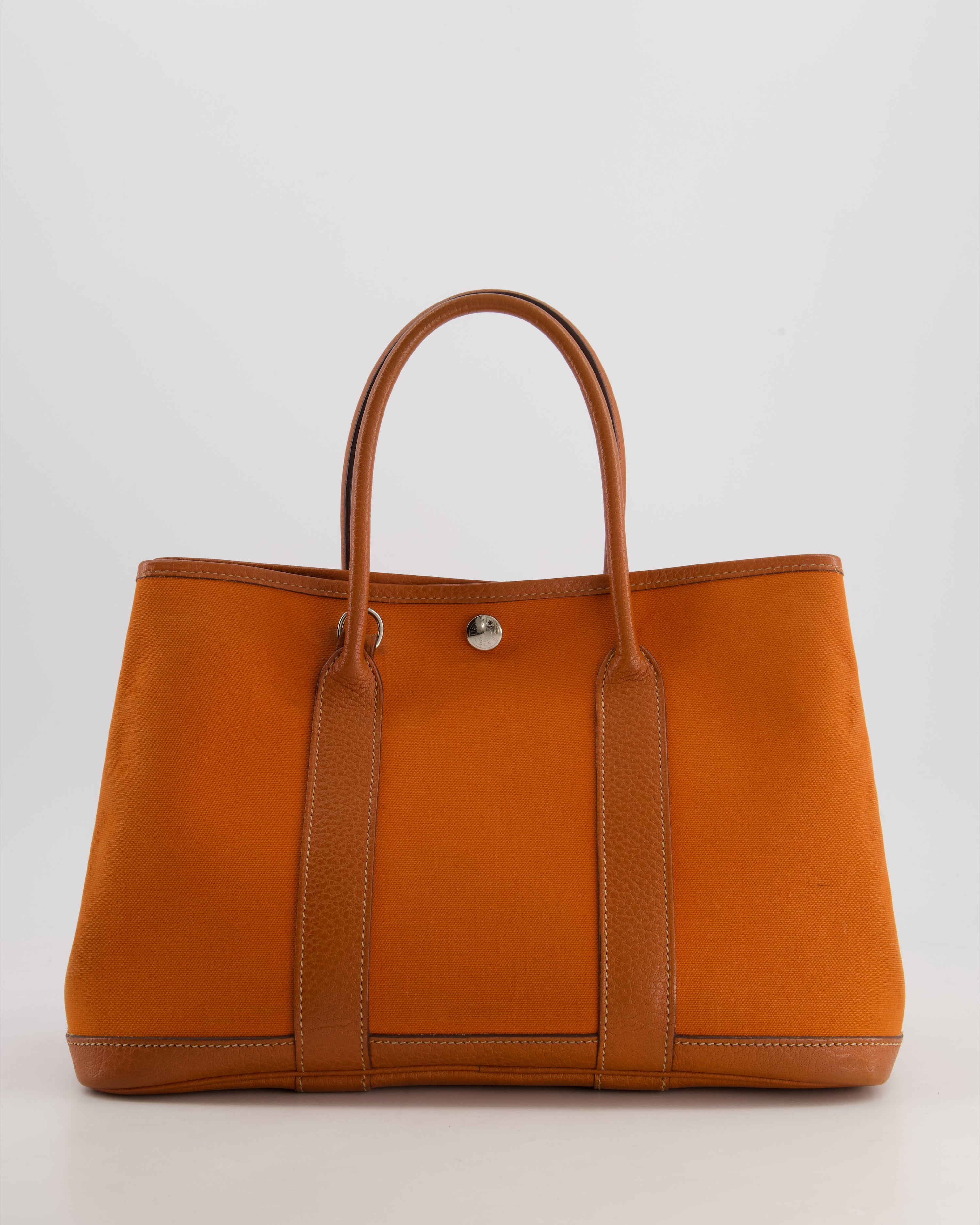 Hermès Garden Party 30cm Bag in Potiron Orange Canvas and
