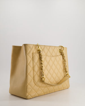 *AMAZING SHAPE* Chanel Beige Caviar GST Grand Shopper Tote Bag with Gold Hardware