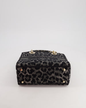 Christian Dior Medium Lady D-Lite in Grey & Black Mizza Embroidery with Champagne Gold Hardware RRP £3700