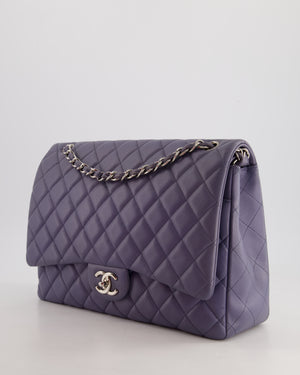 Chanel Lavander Purple Maxi Classic Double Flap Bag in Lambskin Leather with Silver Hardware