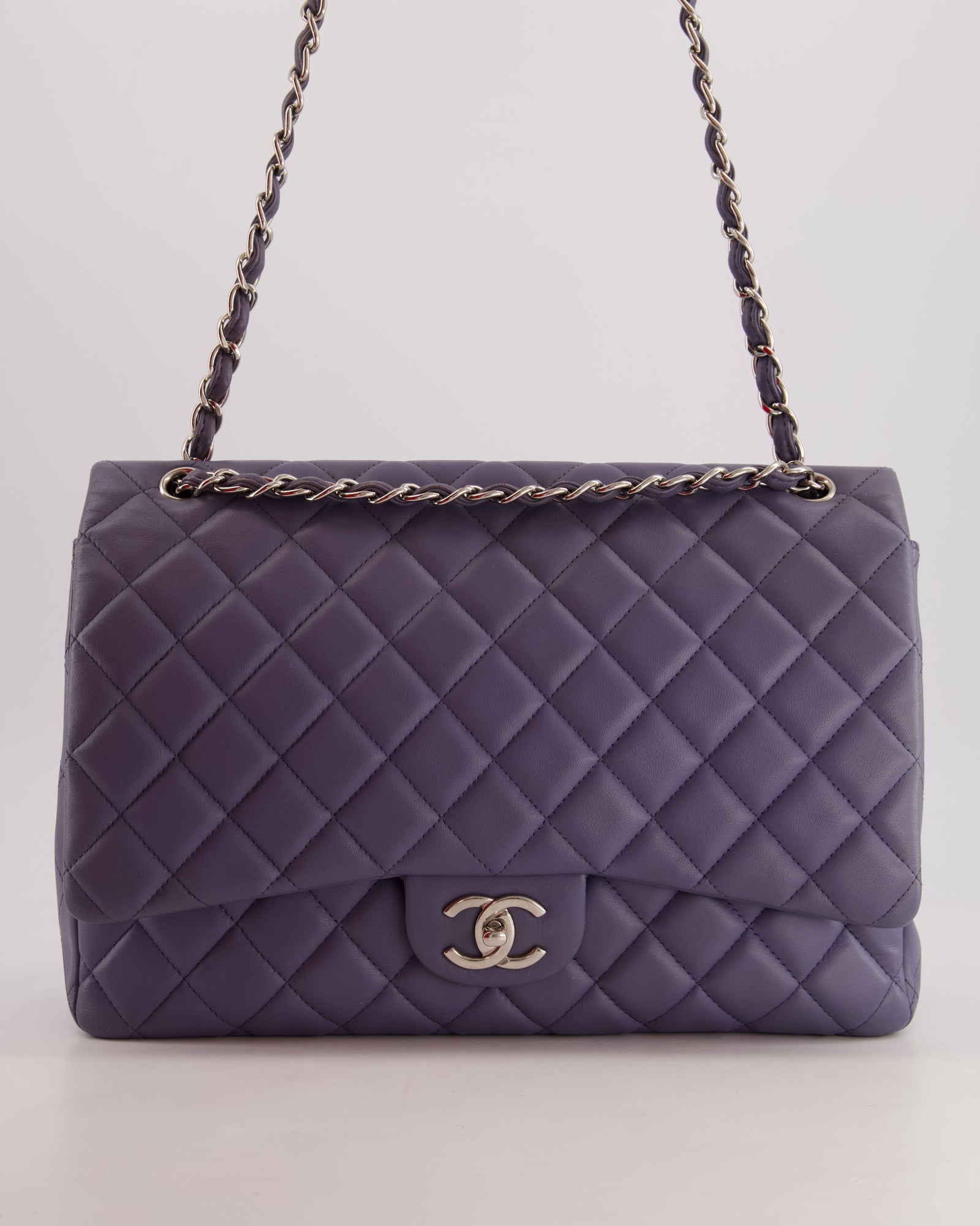 Chanel Lavender Purple Maxi Classic Double Flap Bag in Lambskin