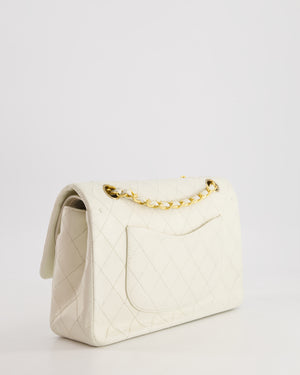 *FIRE PRICE* Chanel Vintage White Medium Classic Double Flap Bag in Lambskin Leather with 24K Gold Hardware