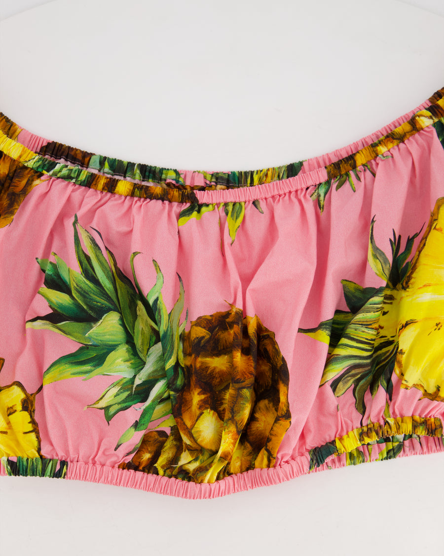 Dolce & Gabbana Pink Pineapple Print Off-The-Shoulder Top Size IT 38 (UK 6)