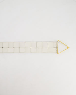 Bottega Veneta White Intrecciato Belt with Gold Triangle Buckle RRP £620 Size 75cm