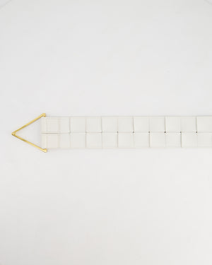 Bottega Veneta White Intrecciato Belt with Gold Triangle Buckle RRP £620 Size 75cm