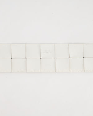 Bottega Veneta White Intrecciato Belt with Gold Triangle Buckle RRP £620 Size 75cm