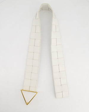 Bottega Veneta White Intrecciato Belt with Gold Triangle Buckle RRP £620 Size 75cm