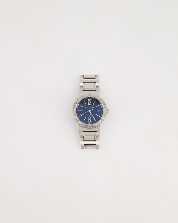 Bulgari Stainless Steel BB 38 SS Automatic Watch With Black Face
