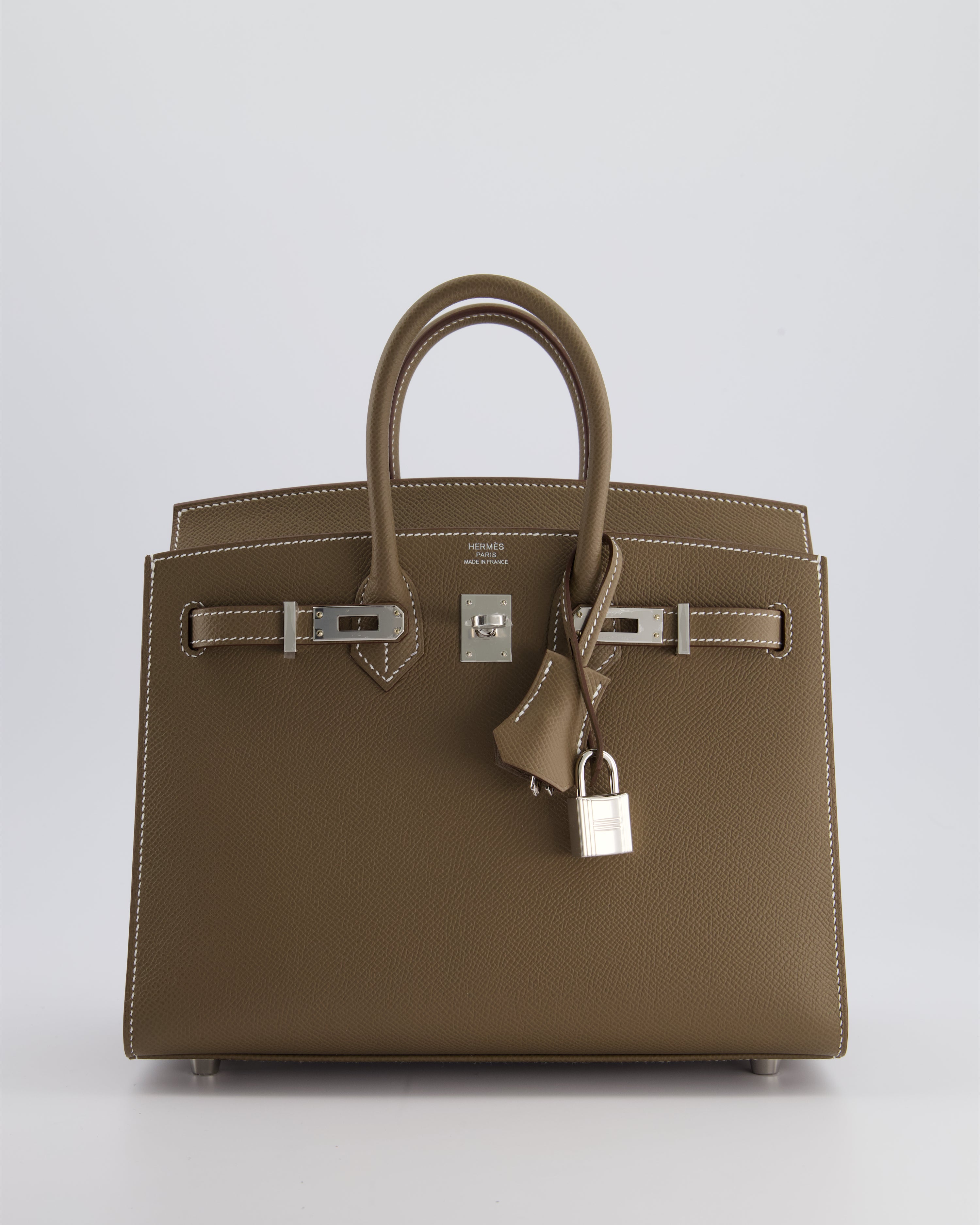 HOLY GRAIL Hermes Birkin 25cm Bag Sellier in Etoupe Epsom Leather with Palladium Hardware