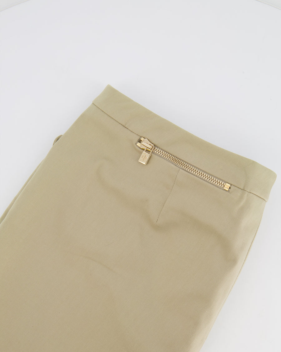 Loro Piana Beige Straight Leg Trousers with Zip Details Size IT 46 (UK 14) RRP £1,250