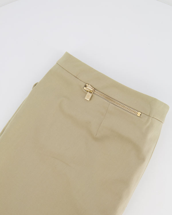 Loro Piana Beige Straight Leg Trousers with Zip Details Size IT 46 (UK 14) RRP £1,250