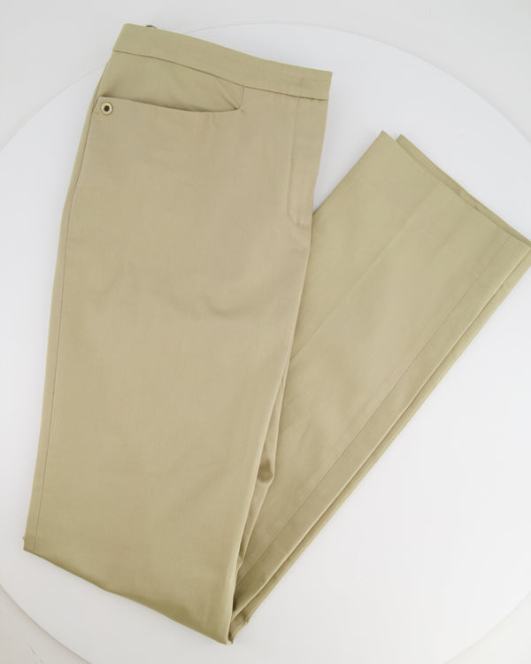 Loro Piana Beige Straight Leg Trousers with Zip Details Size IT 46 (UK 14) RRP £1,250