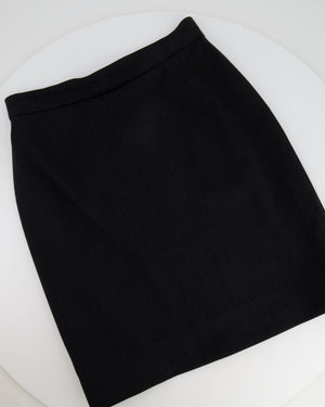 *HOT* Chanel 1994 Vintage Black and Yellow Wool Jacket & Midi Skirt Set with CC Logo Button Details Size FR 40 (UK 12)