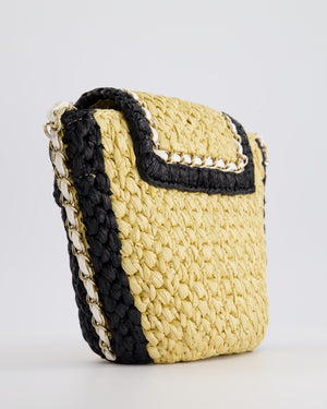 *HOT* Chanel 24C Venice Collection Beige Raffia Basket Bag with White Leather Interlocking Chain & Champagne Gold Hardware