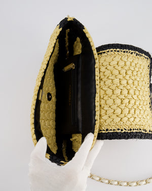 *HOT* Chanel 24C Venice Collection Beige Raffia Basket Bag with White Leather Interlocking Chain & Champagne Gold Hardware