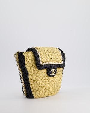 *HOT* Chanel 24C Venice Collection Beige Raffia Basket Bag with White Leather Interlocking Chain & Champagne Gold Hardware