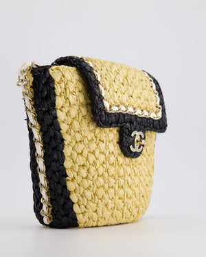 *HOT* Chanel 24C Venice Collection Beige Raffia Basket Bag with White Leather Interlocking Chain & Champagne Gold Hardware