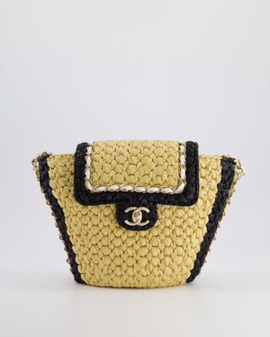 *HOT* Chanel 24C Venice Collection Beige Raffia Basket Bag with White Leather Interlocking Chain & Champagne Gold Hardware