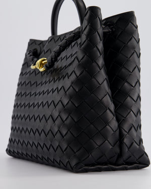 Bottega Veneta Medium Andiamo Bag in Black Intrecciato Leather with Gold Hardware RRP £4,250