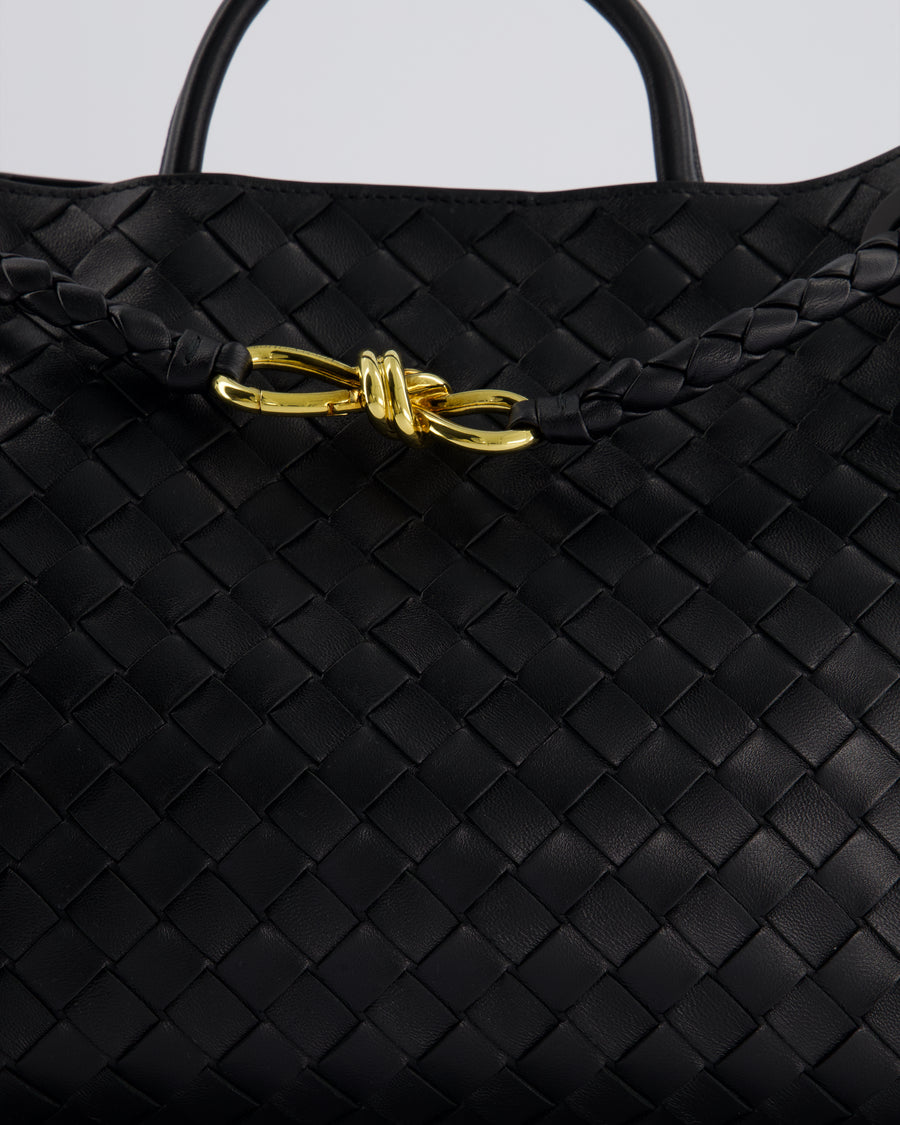 Bottega Veneta Medium Andiamo Bag in Black Intrecciato Leather with Gold Hardware RRP £4,250