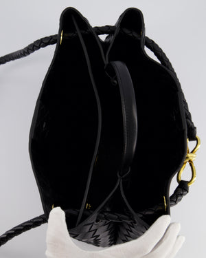 Bottega Veneta Medium Andiamo Bag in Black Intrecciato Leather with Gold Hardware RRP £4,030
