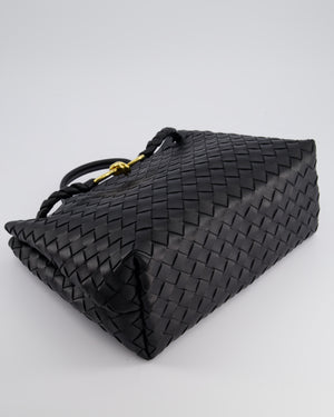 Bottega Veneta Medium Andiamo Bag in Black Intrecciato Leather with Gold Hardware RRP £4,030