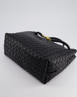 Bottega Veneta Medium Andiamo Bag in Black Intrecciato Leather with Gold Hardware RRP £4,250