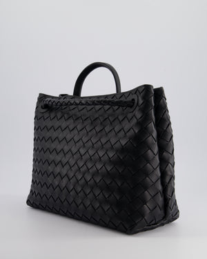 Bottega Veneta Medium Andiamo Bag in Black Intrecciato Leather with Gold Hardware RRP £4,030
