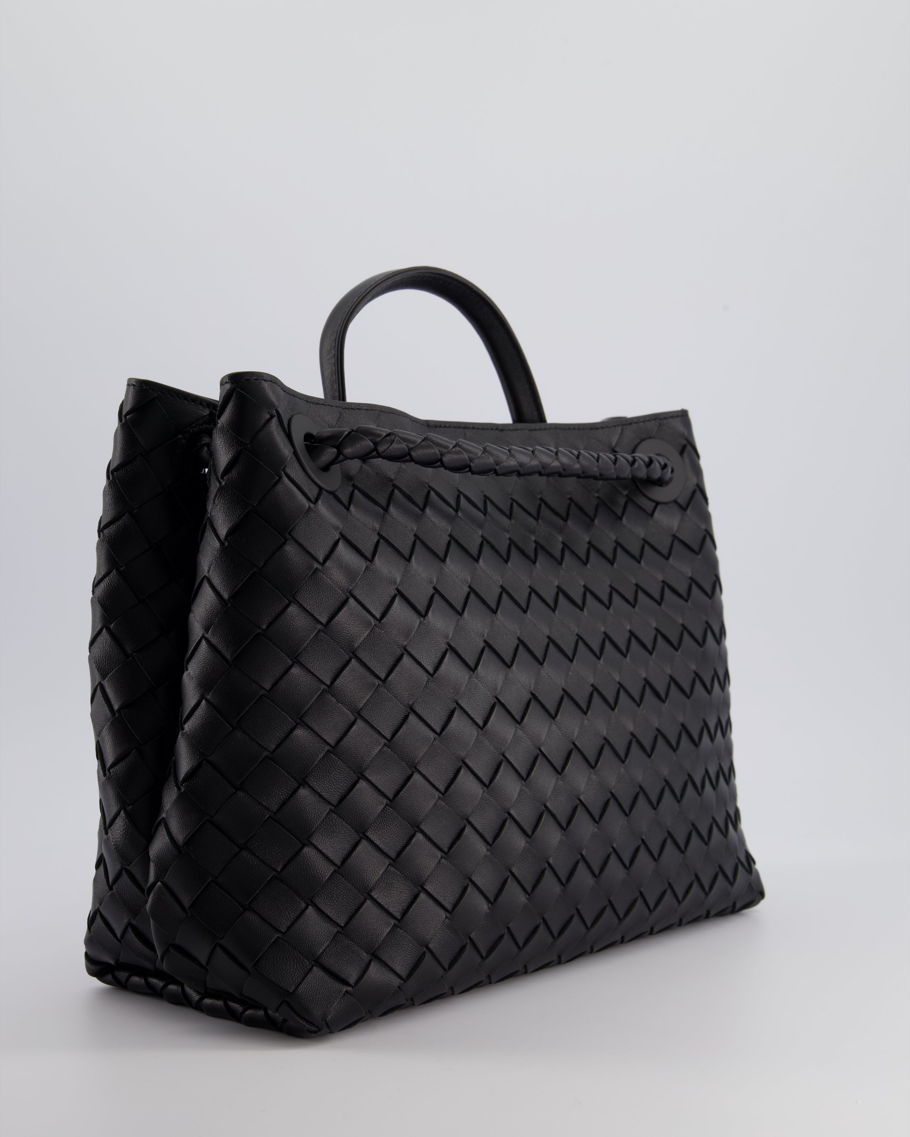 Bottega Veneta Black Andiamo Medium Intrecciato Leather Top