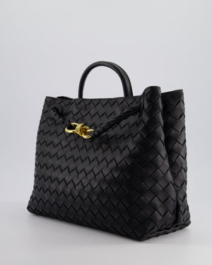 Bottega Veneta Medium Andiamo Bag in Black Intrecciato Leather with Gold Hardware RRP £4,250